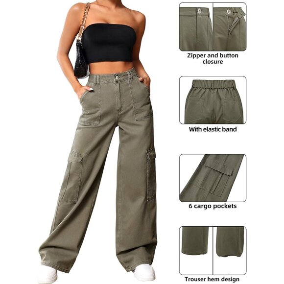 Versatile High Waist Baggy Cargo Pants for Women – Perfect for Every Occasion - Picture 6 of 6